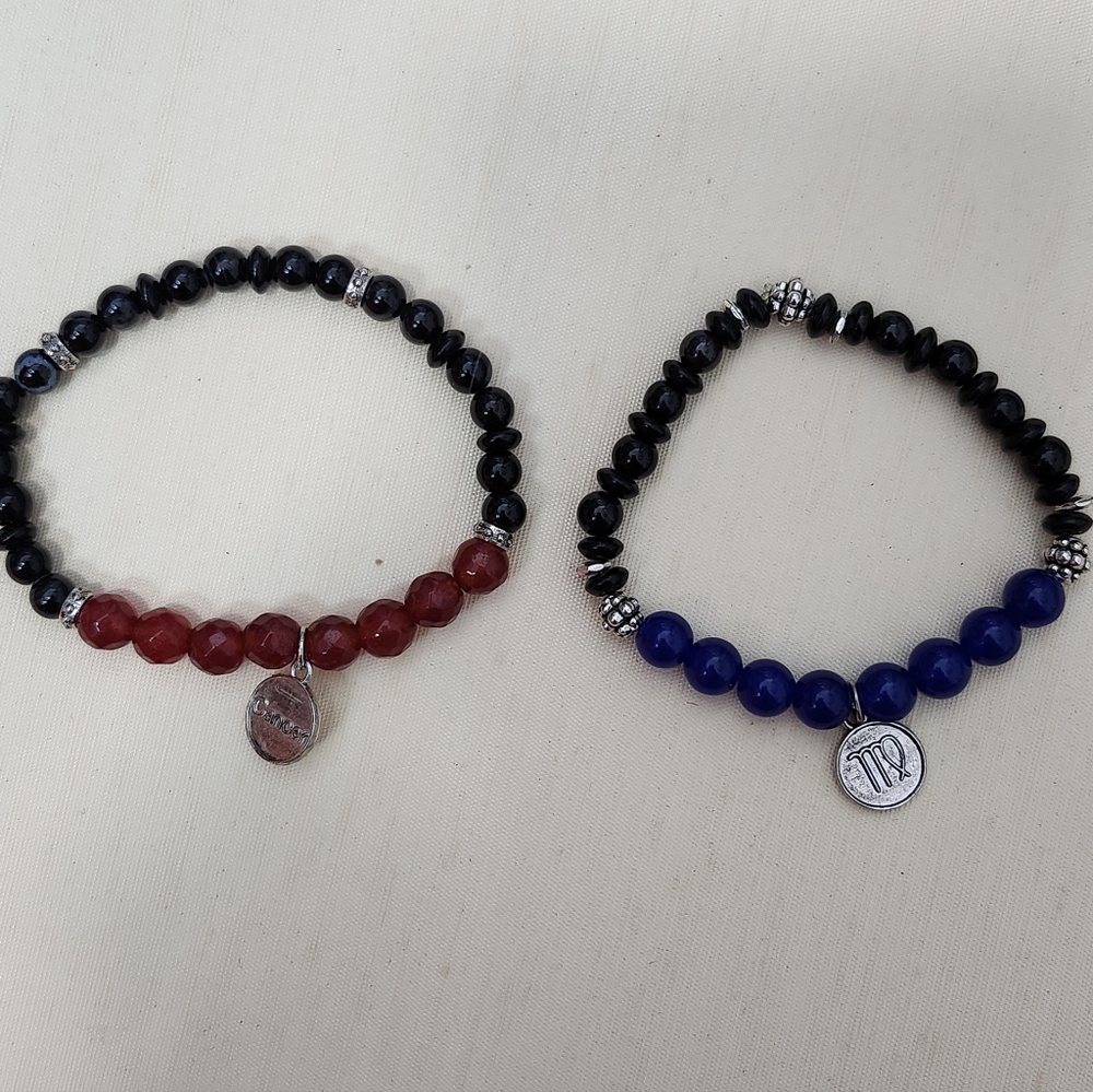 Handmade Sapphire Virgo Or Ruby Cancer Beaded Zodiac Bracelets